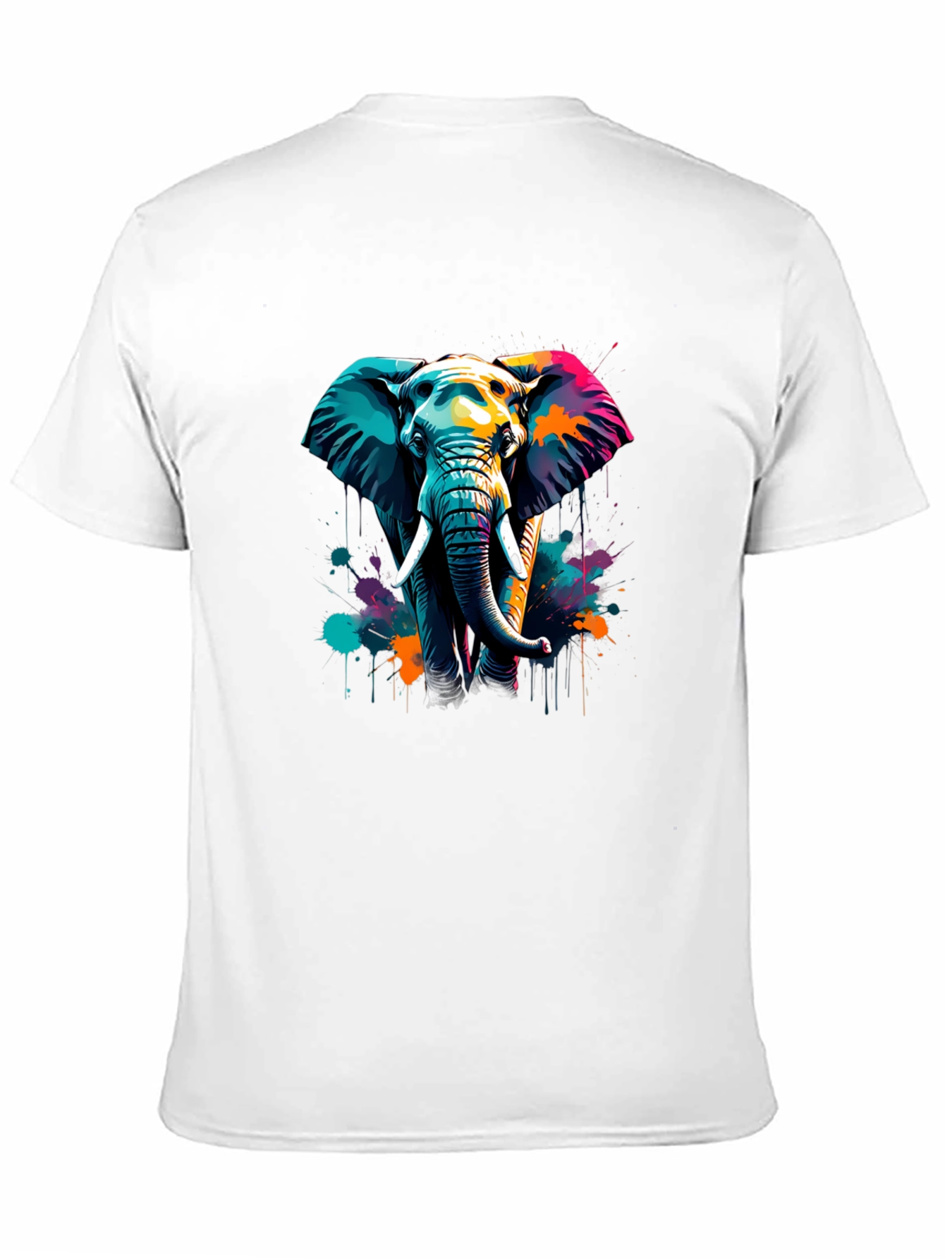 Vibrant Elephant Graphic Tee - Stylish Mens Black T-Shirt