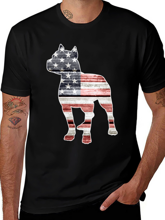 American Flag Dog Graphic T-Shirt