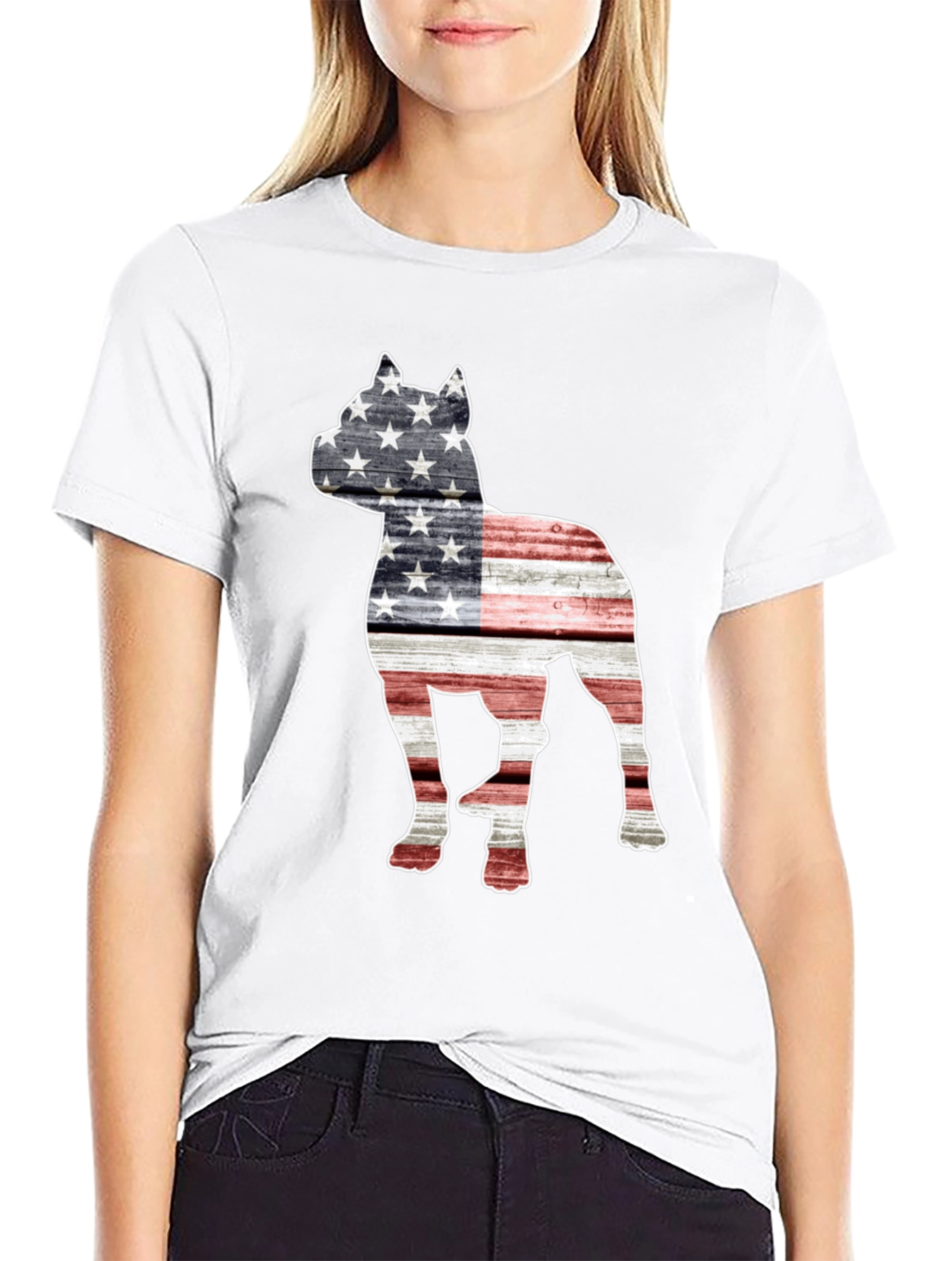 American Flag Dog Graphic T-Shirt