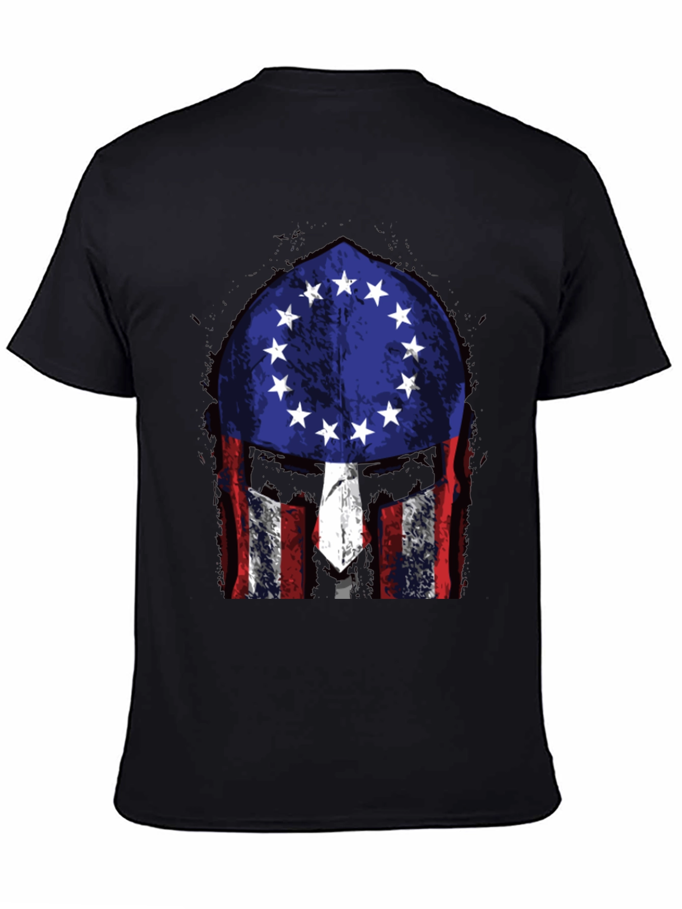 Patriotic Spartan Helmet Graphic T-Shirt