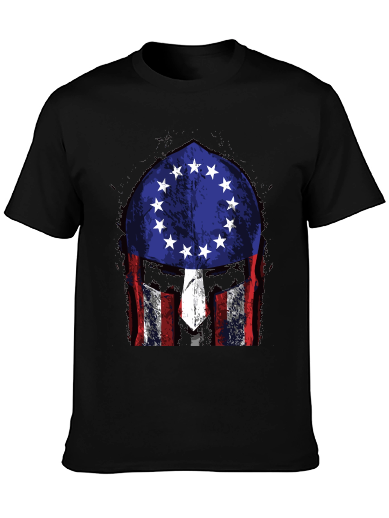 Patriotic Spartan Helmet Graphic T-Shirt