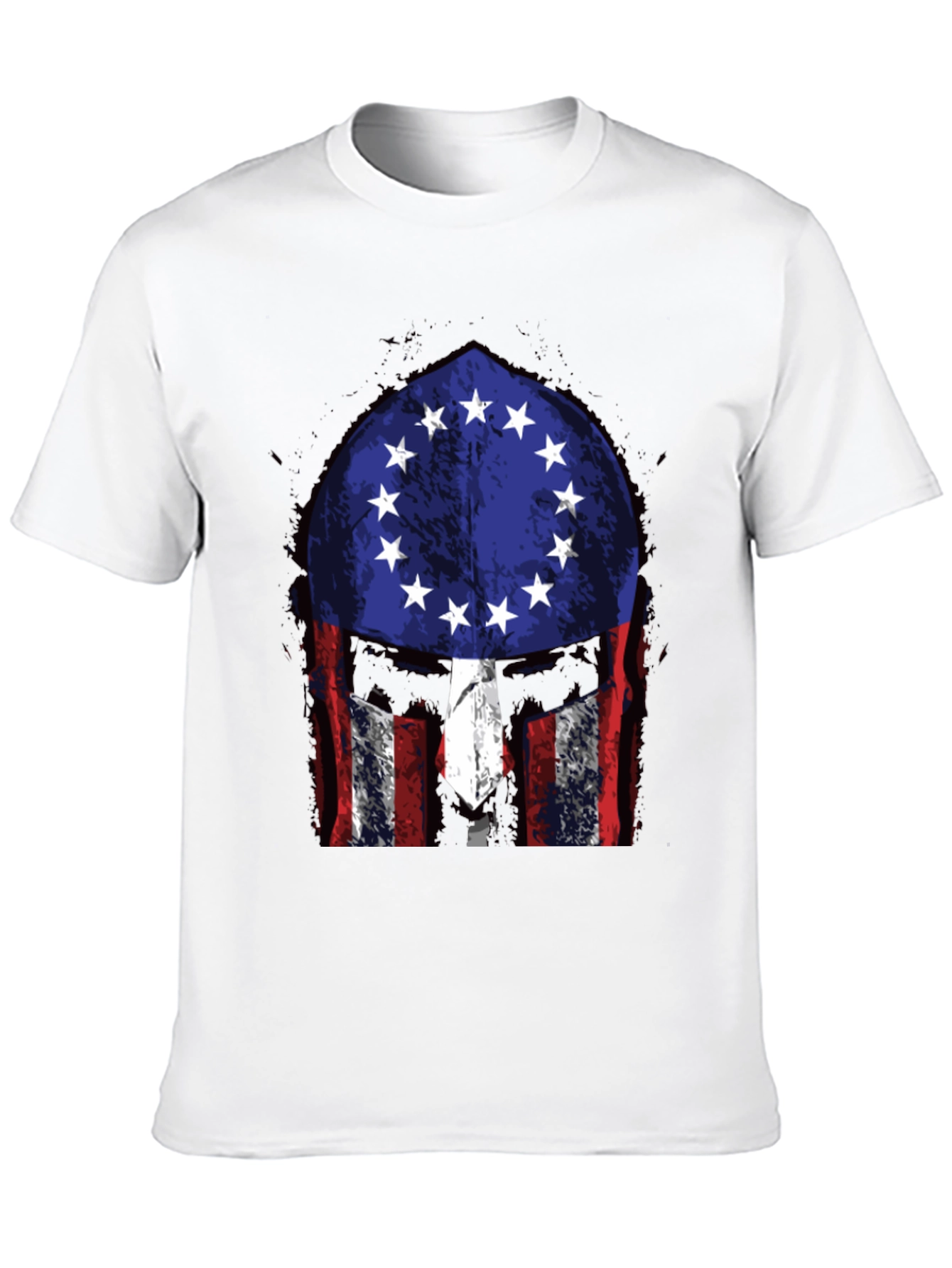 Patriotic Spartan Helmet Graphic T-Shirt