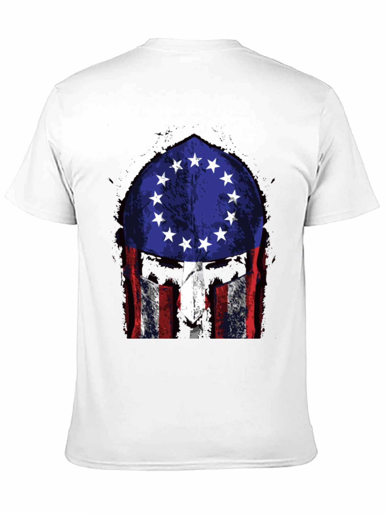 Patriotic Spartan Helmet Graphic T-Shirt