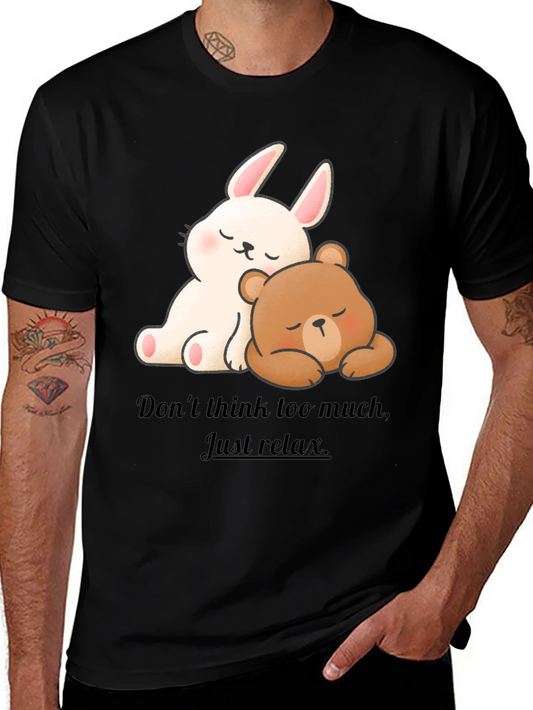 Cute Cartoon Bunny & Bear Relax T-Shirt