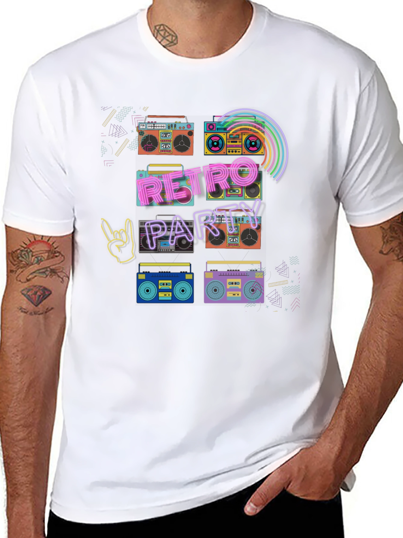 Retro Party Boombox T-Shirt - 80s Throwback Style!