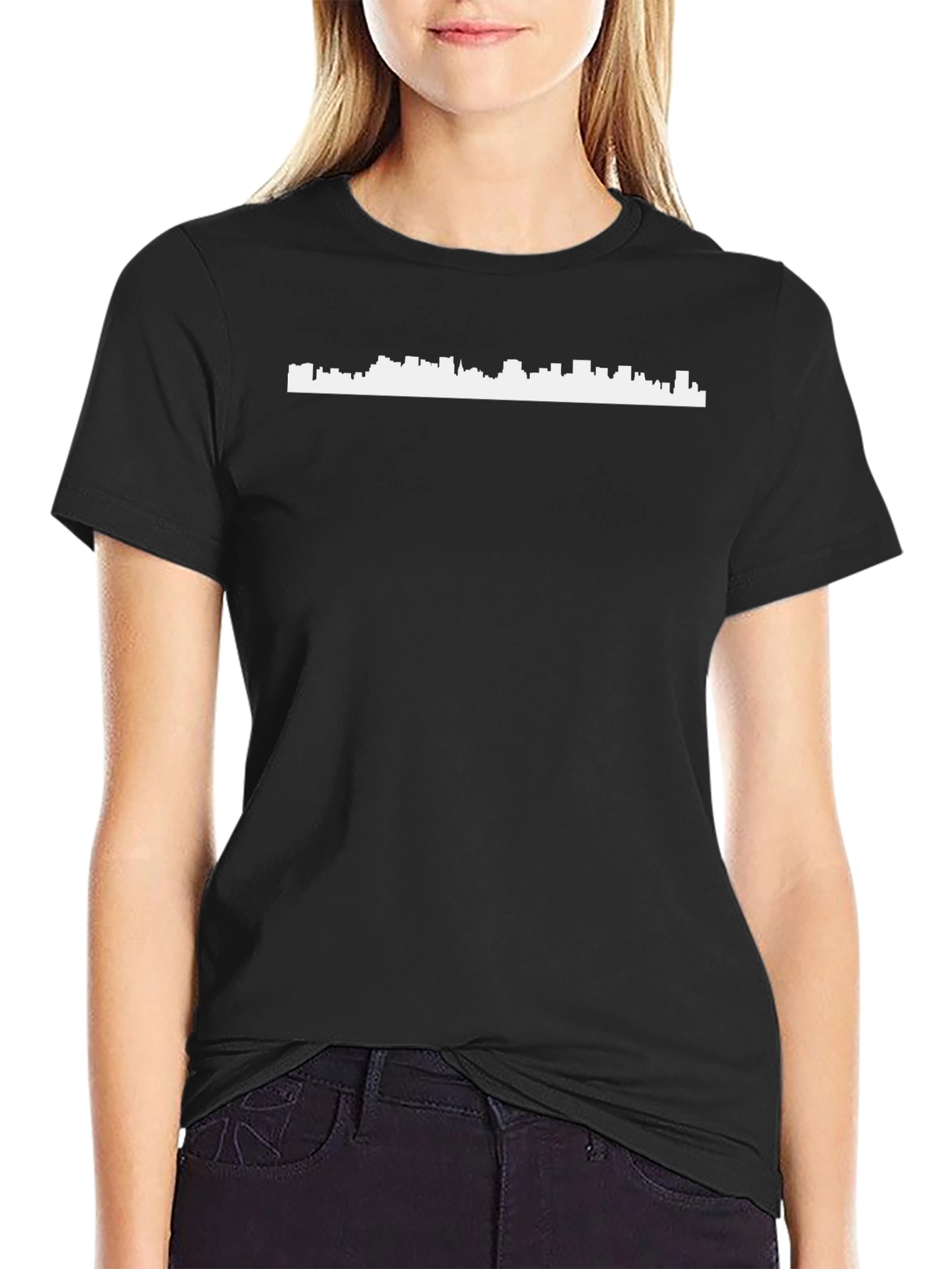 Modern Cityscape Graphic Tee - Black