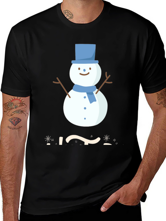 Festive Snowman Graphic Tee - Winter Holiday Apparel