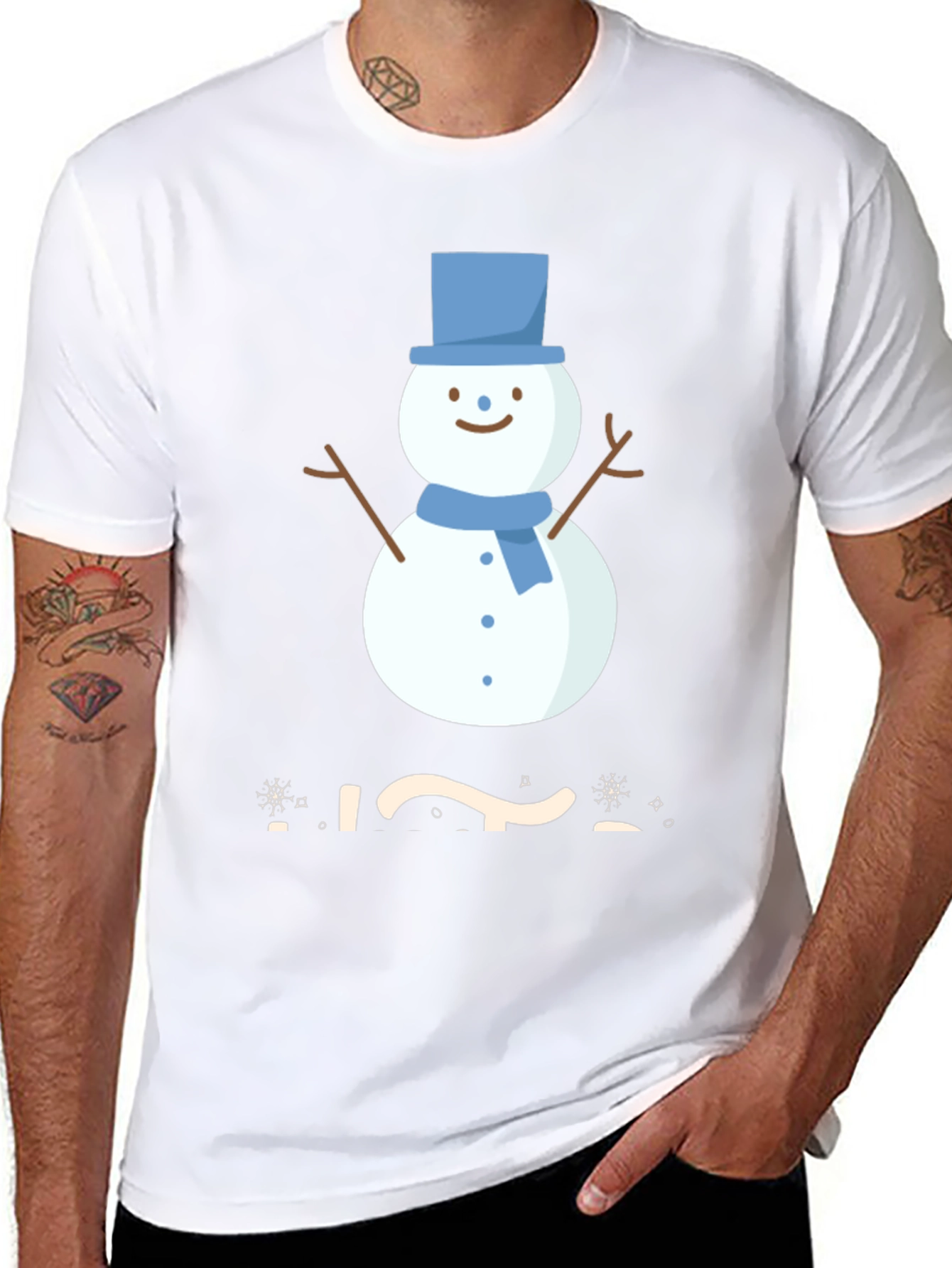 Festive Snowman Graphic Tee - Winter Holiday Apparel