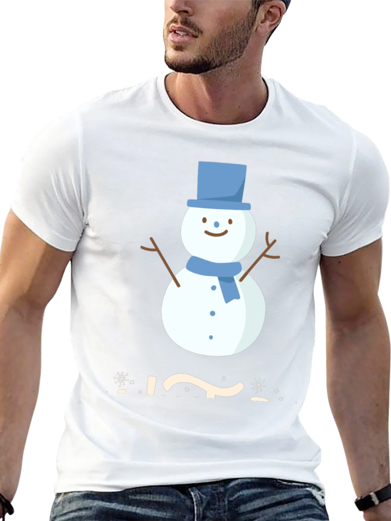 Festive Snowman Graphic Tee - Winter Holiday Apparel