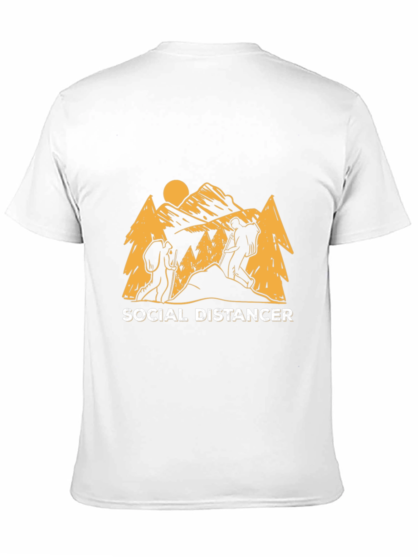Social Distancer Hiking Graphic Tee - Black Cotton Blend