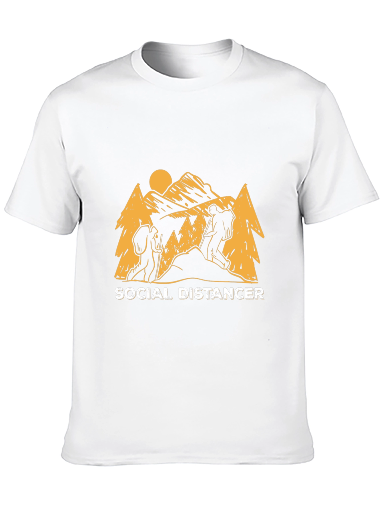 Social Distancer Hiking Graphic Tee - Black Cotton Blend
