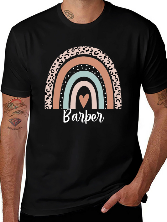Stylish Barber Rainbow Graphic T-Shirt