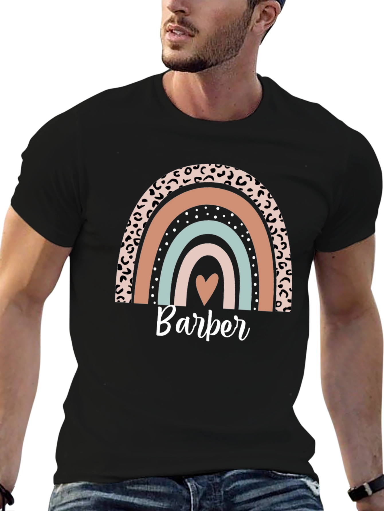 Stylish Barber Rainbow Graphic T-Shirt