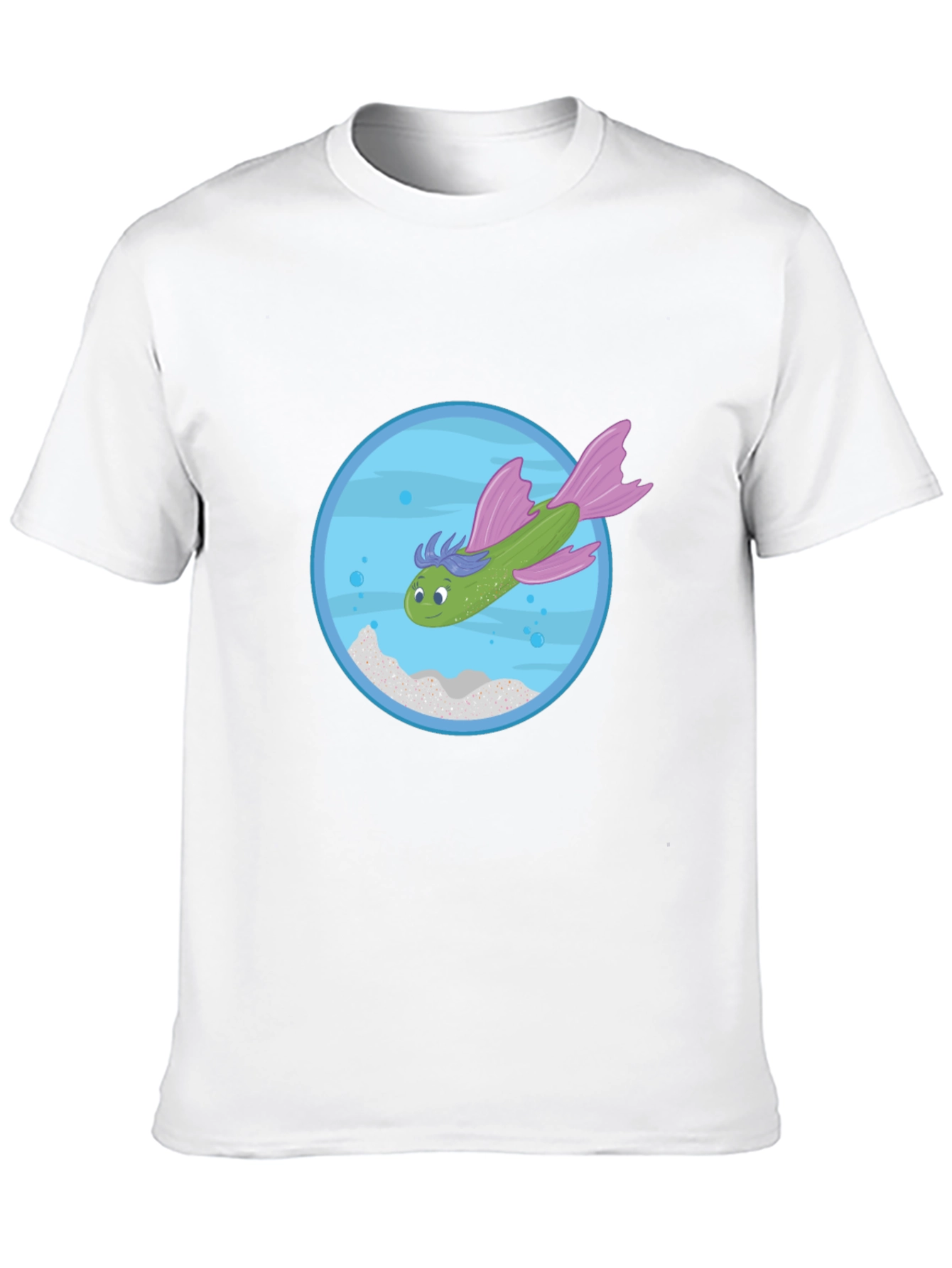 Whimsical Fish Graphic Tee - Black Cotton