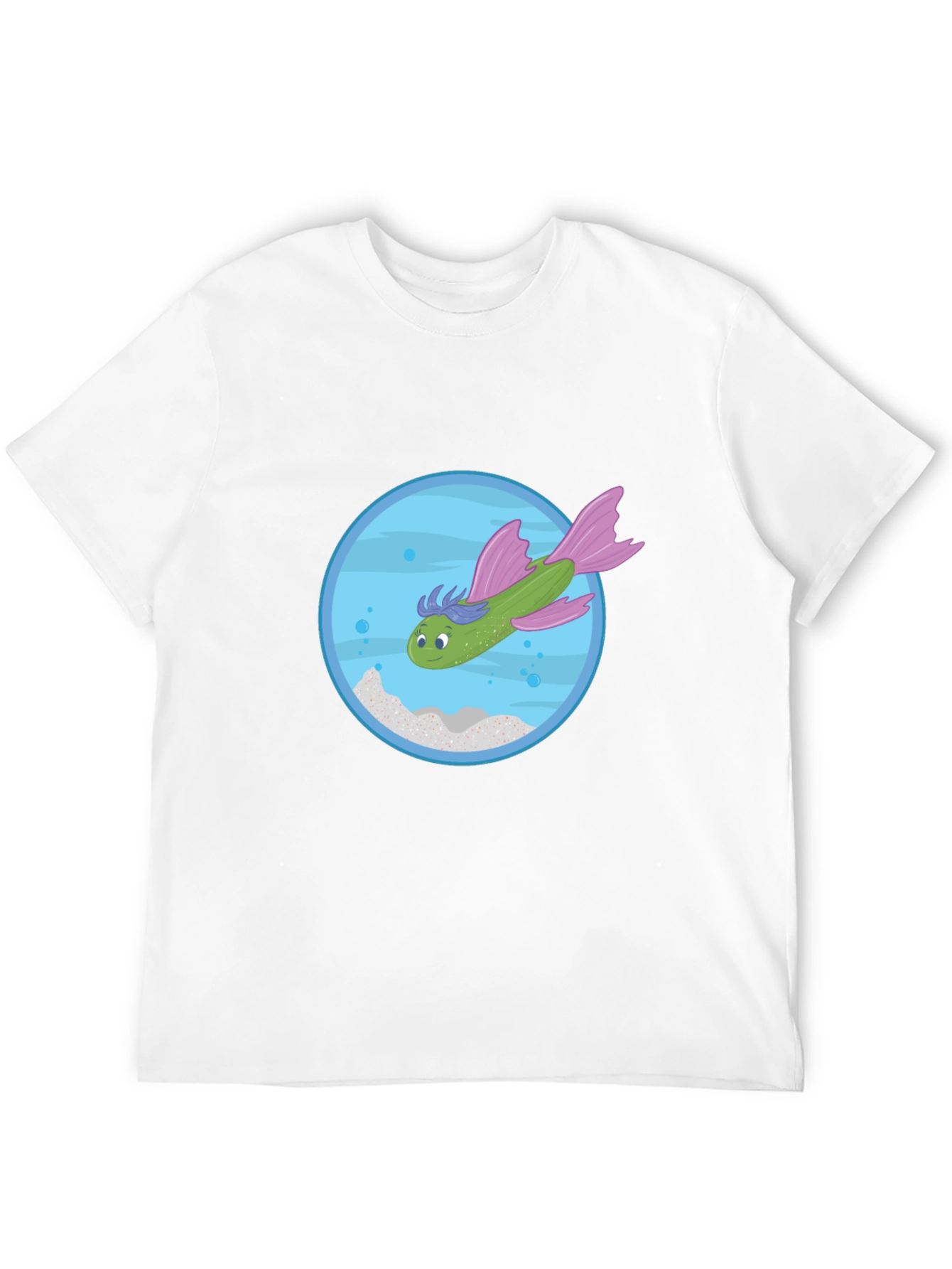 Whimsical Fish Graphic Tee - Black Cotton