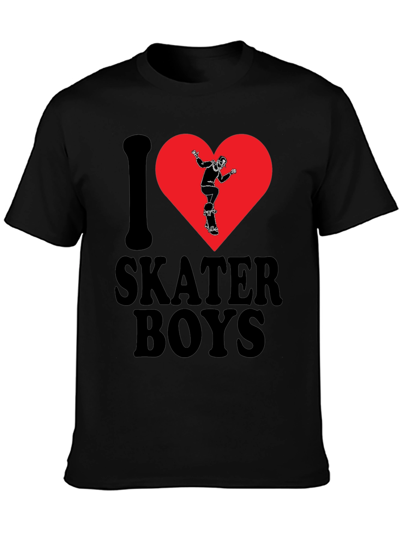 I Heart Skater Boys Black Graphic Tee