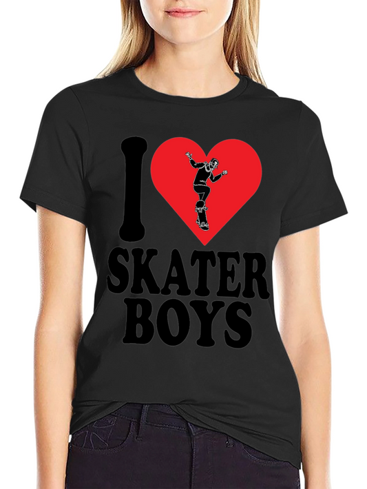 I Heart Skater Boys Black Graphic Tee