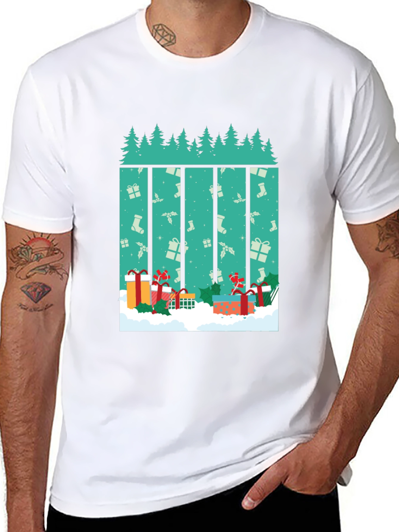Festive Christmas Tree & Presents T-Shirt