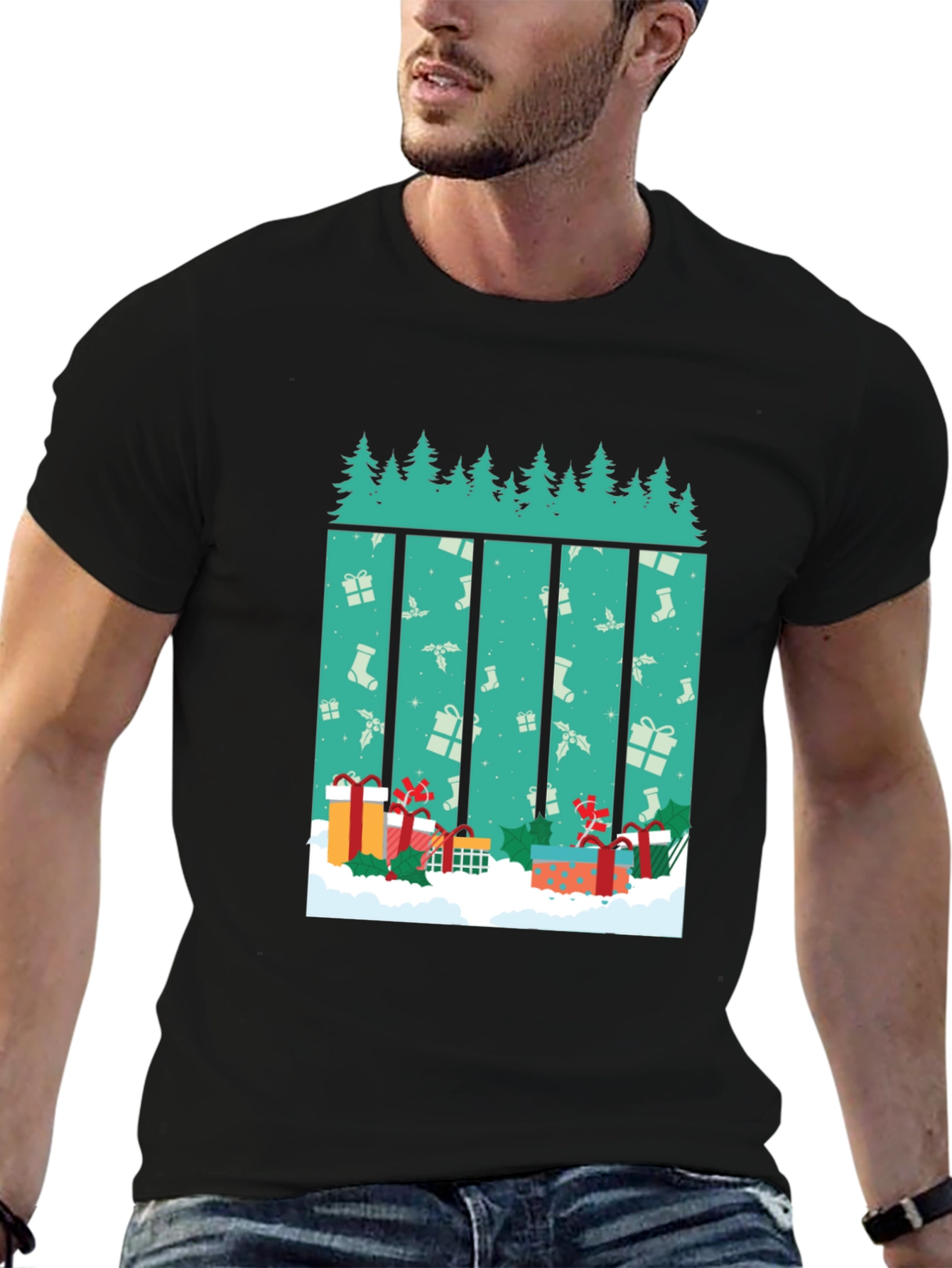 Festive Christmas Tree & Presents T-Shirt