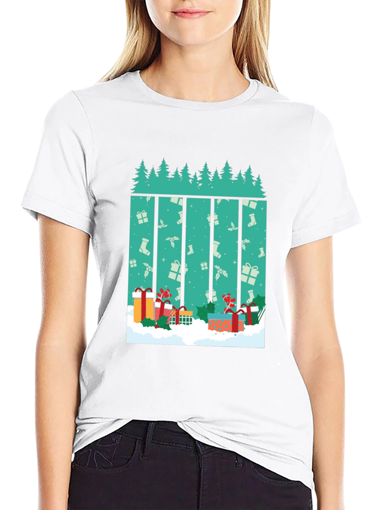 Festive Christmas Tree & Presents T-Shirt