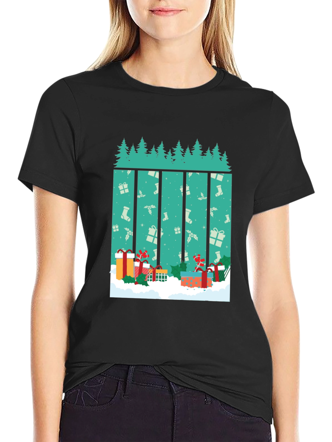 Festive Christmas Tree & Presents T-Shirt