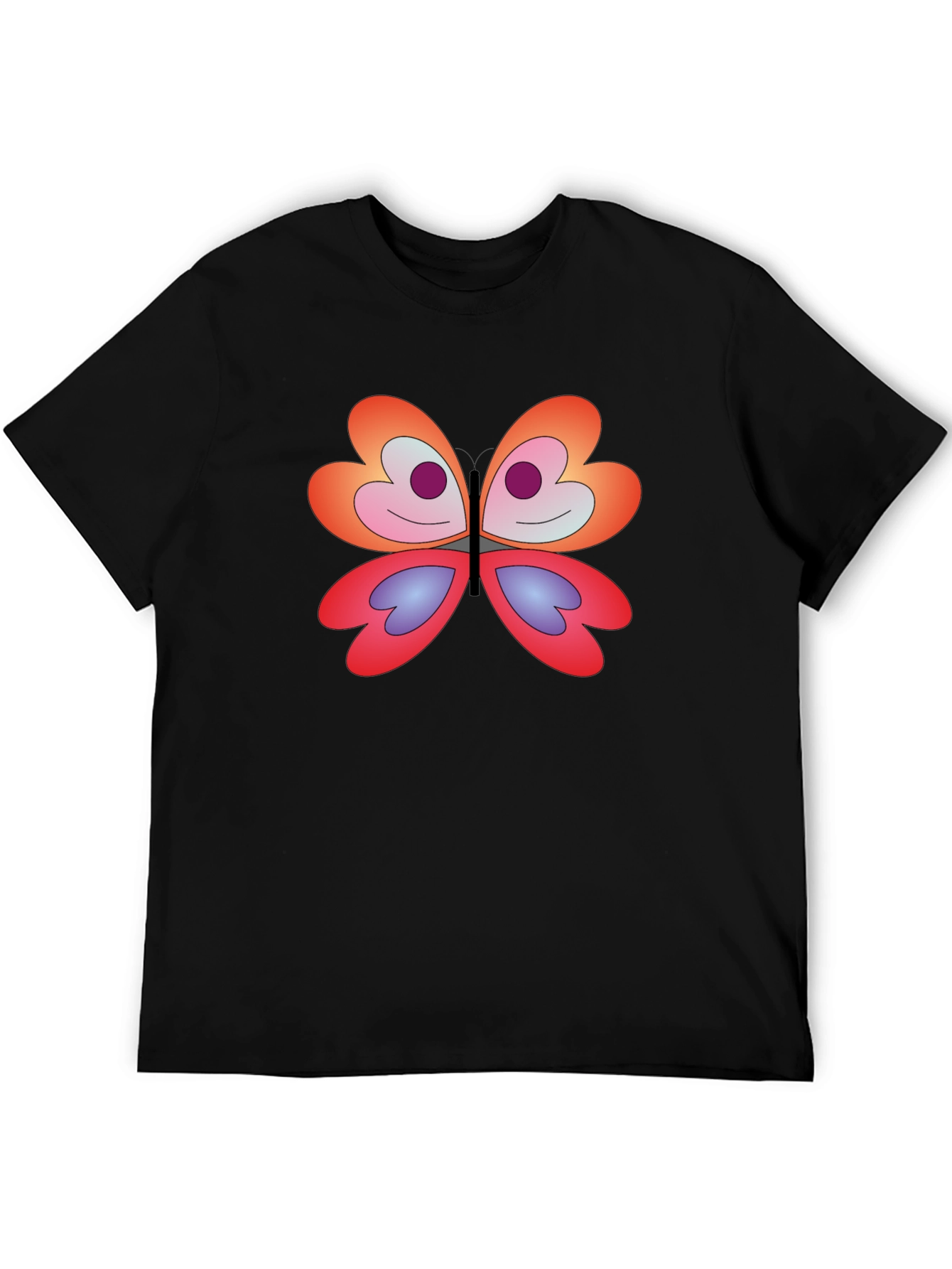 Butterfly Graphic Tee - Modern Fit Black T-Shirt