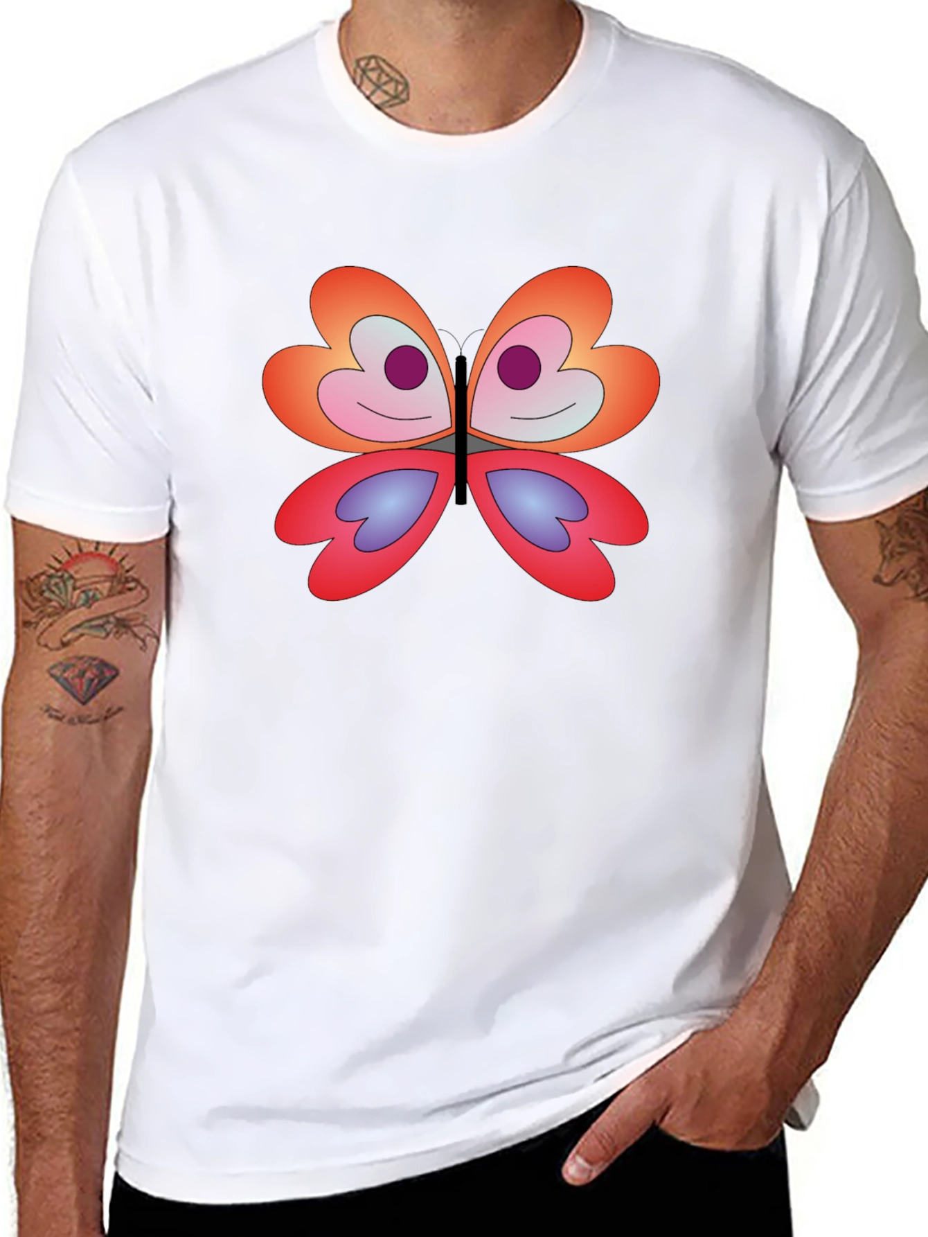 Butterfly Graphic Tee - Modern Fit Black T-Shirt