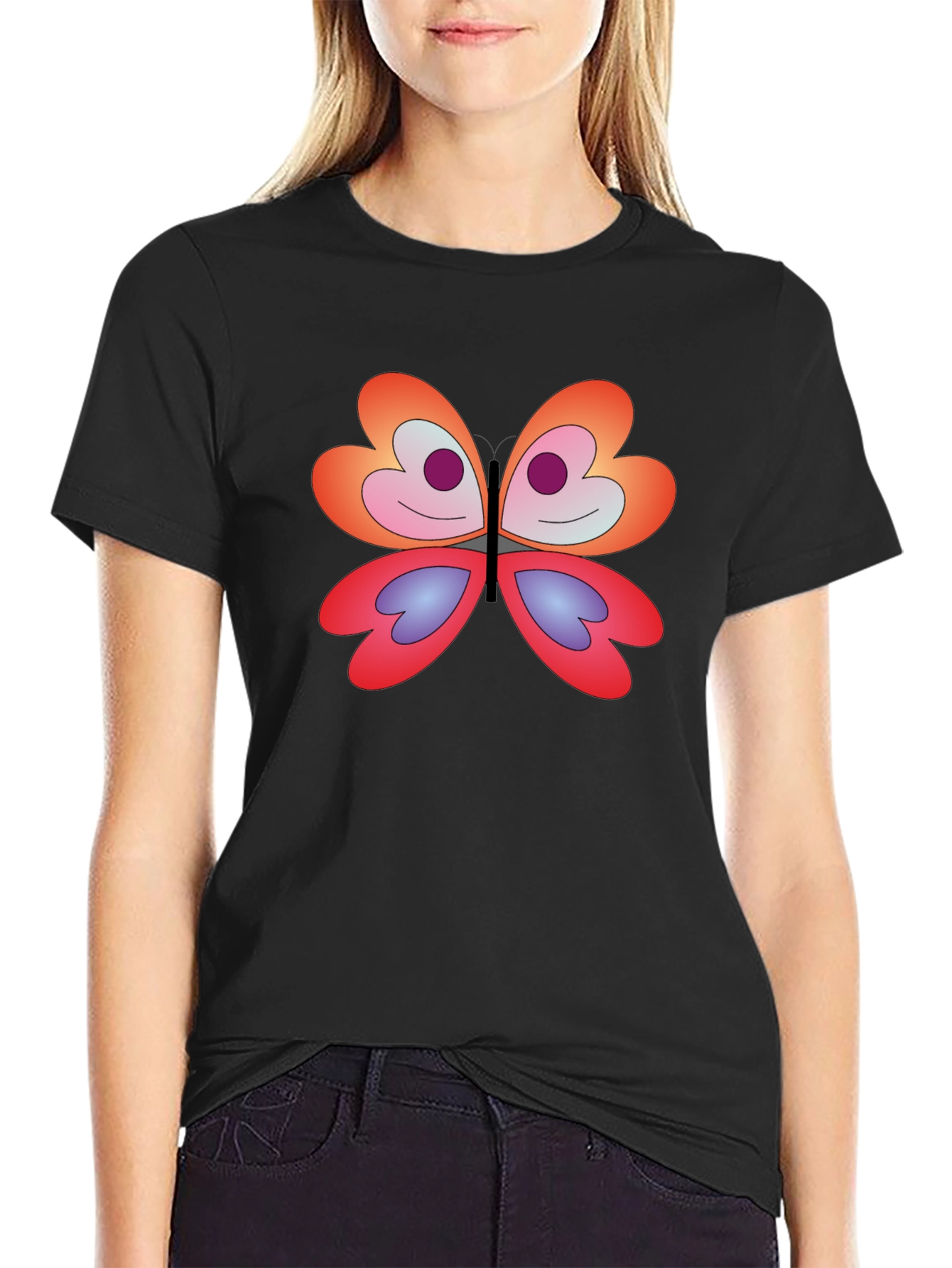 Butterfly Graphic Tee - Modern Fit Black T-Shirt