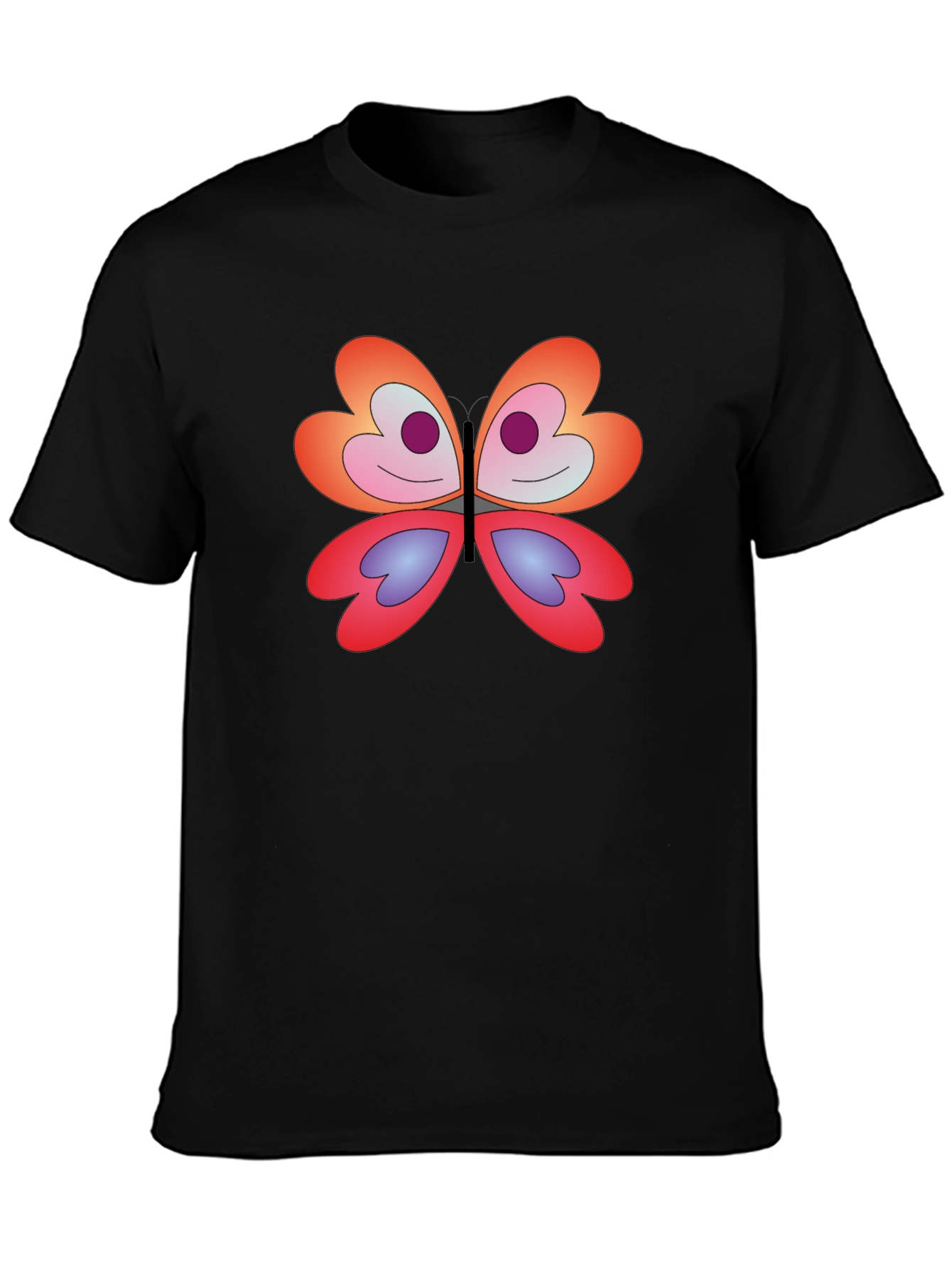 Butterfly Graphic Tee - Modern Fit Black T-Shirt