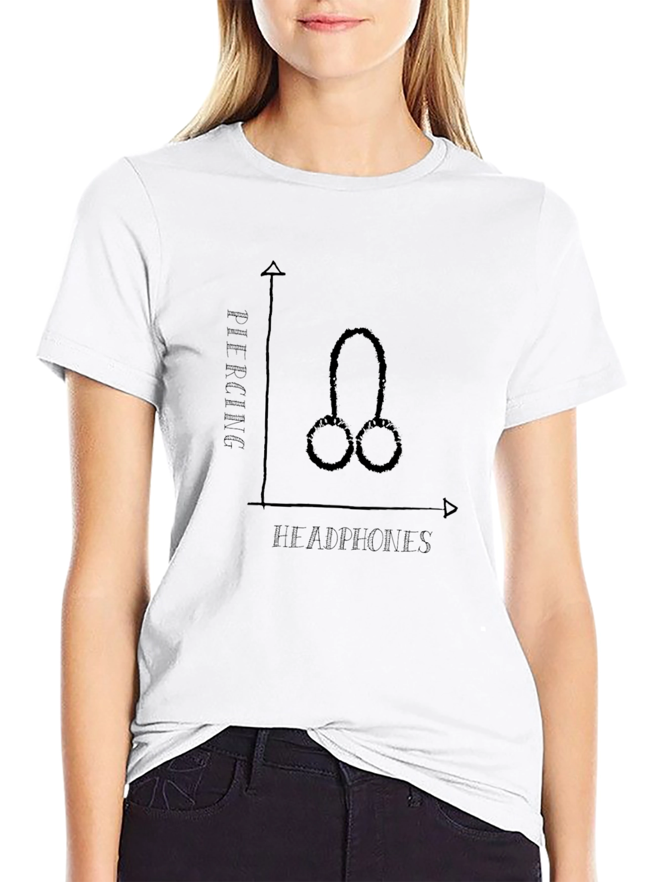 Headphones Piercing Funny Graphic Tee