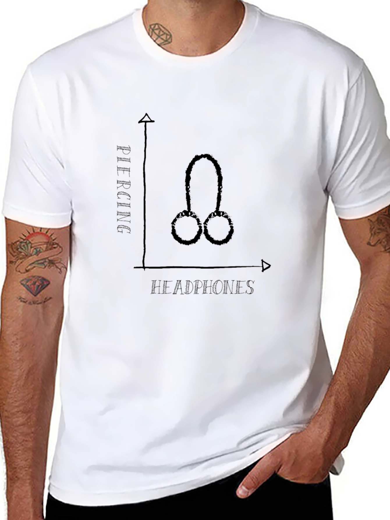 Headphones Piercing Funny Graphic Tee