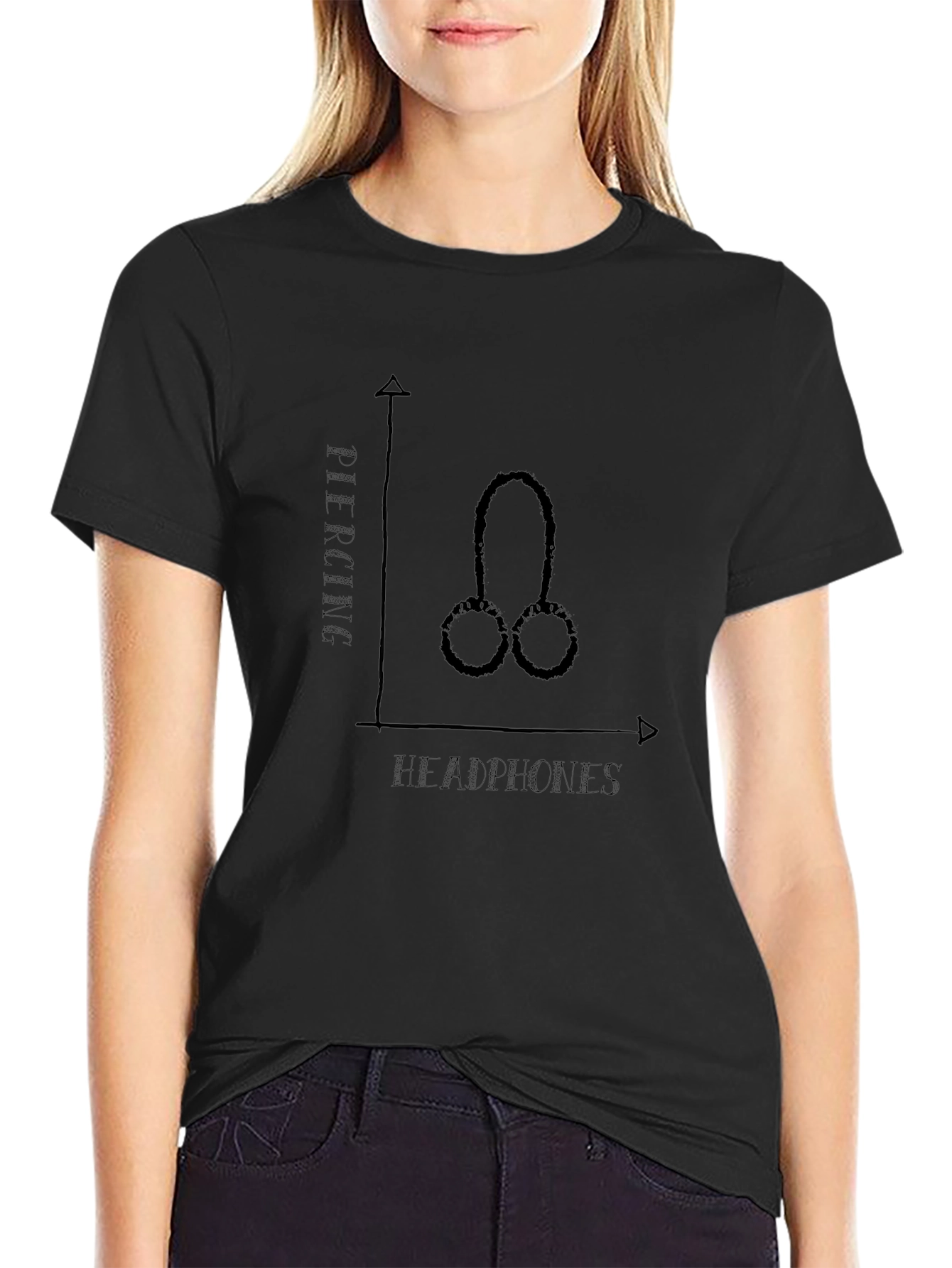 Headphones Piercing Funny Graphic Tee