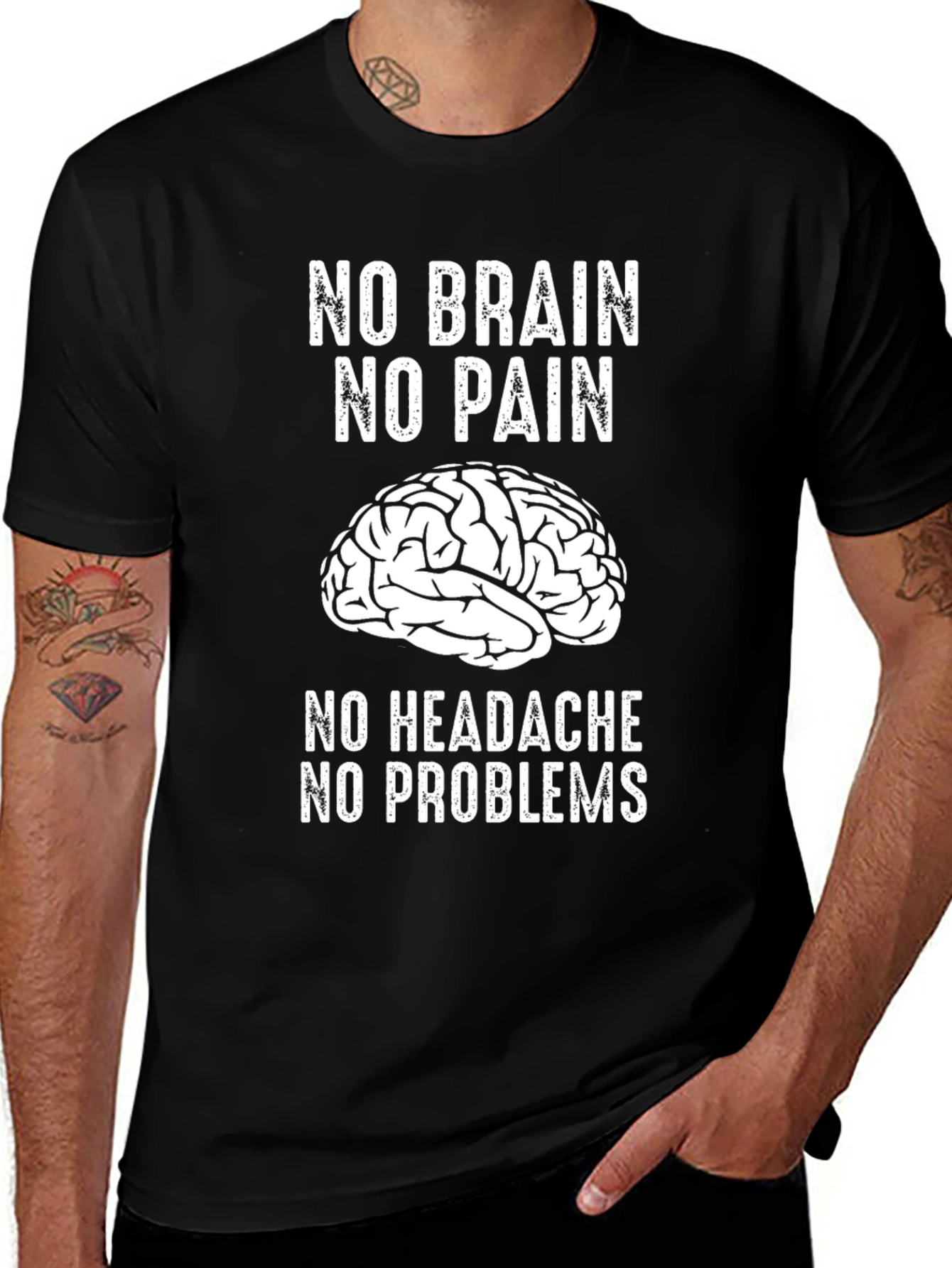 No Brain No Pain Funny T-Shirt