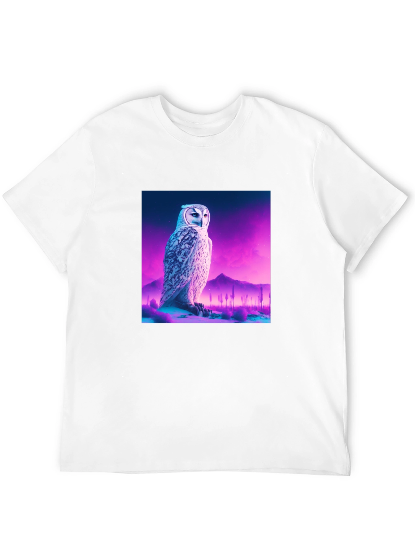 Owl Graphic Print Crew Neck Black T-Shirt