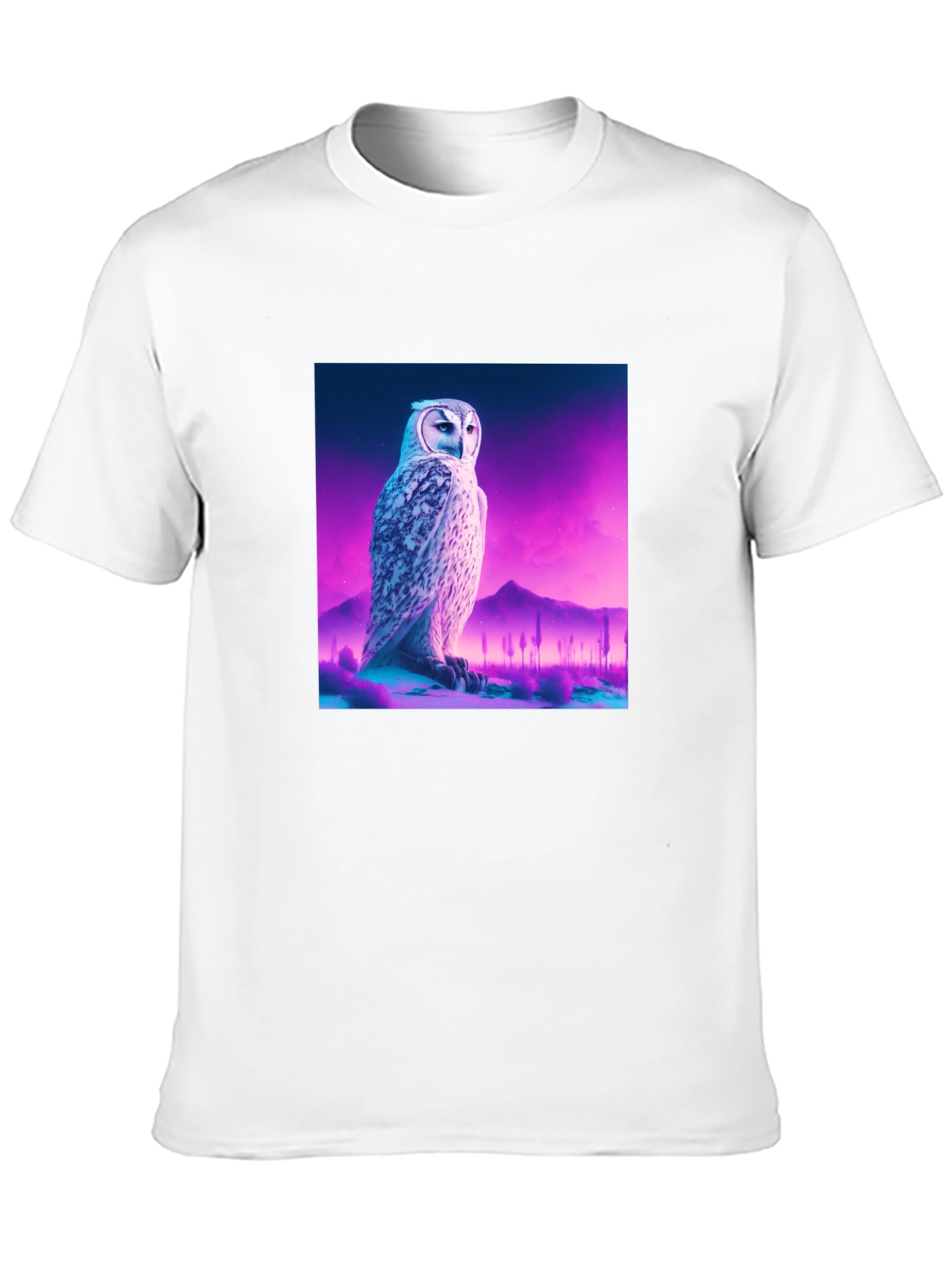 Owl Graphic Print Crew Neck Black T-Shirt
