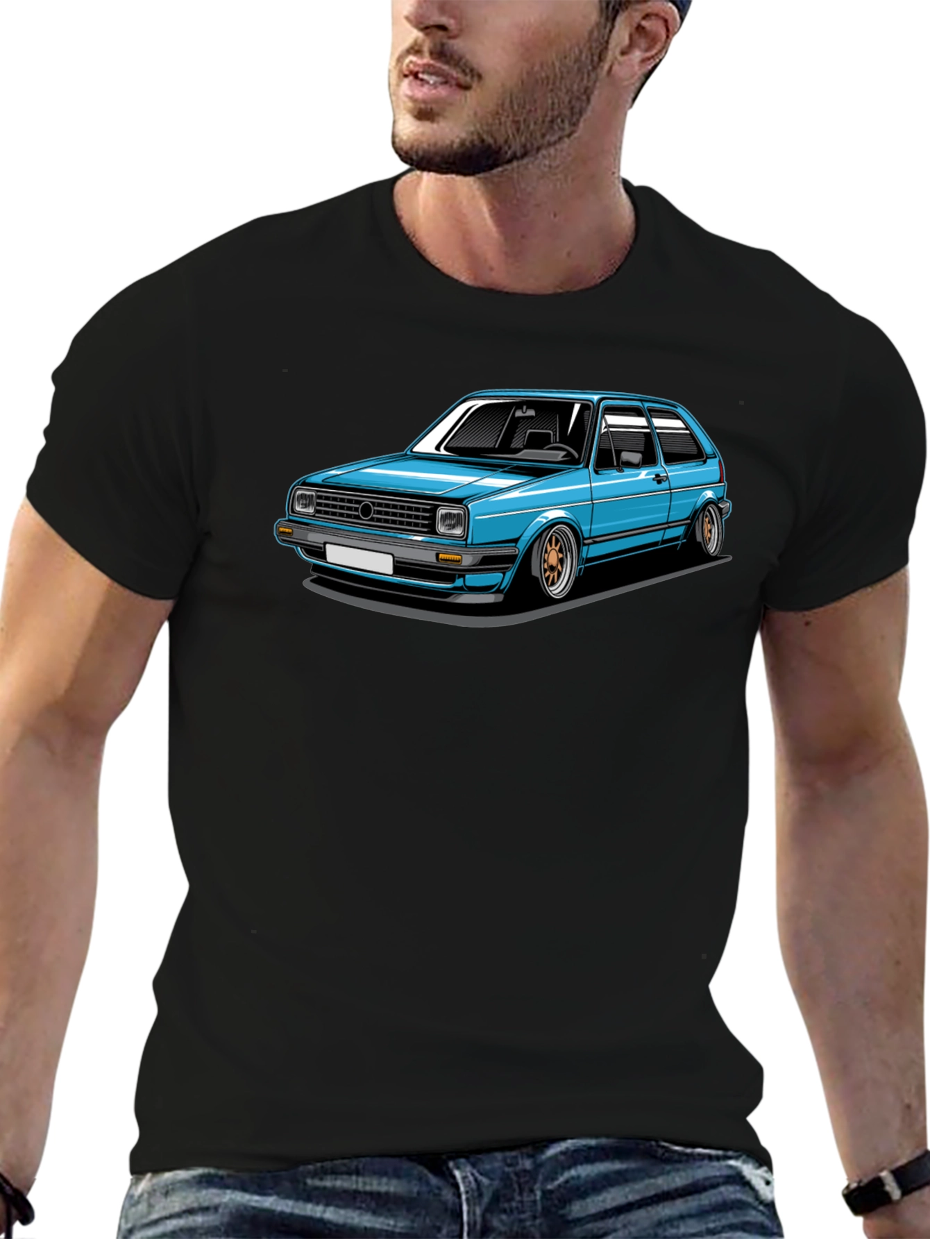 Classic Car Graphic Tee - Black Cotton