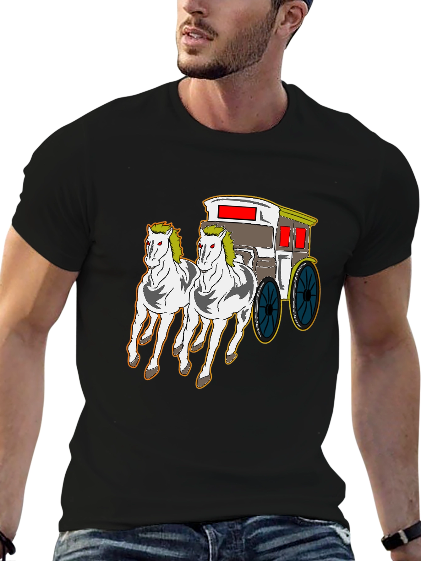 Horse-Drawn Carriage Graphic T-Shirt