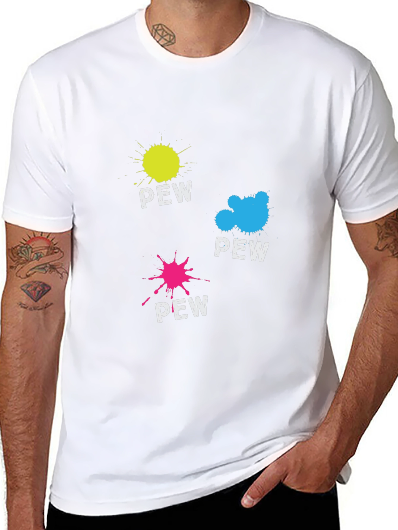Pew Splatter Graphic Tee - Fun & Unique Design