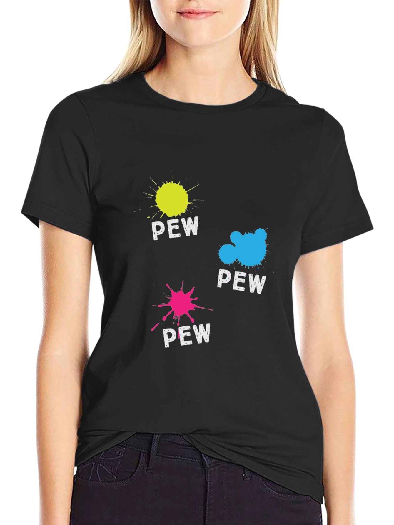 Pew Splatter Graphic Tee - Fun & Unique Design