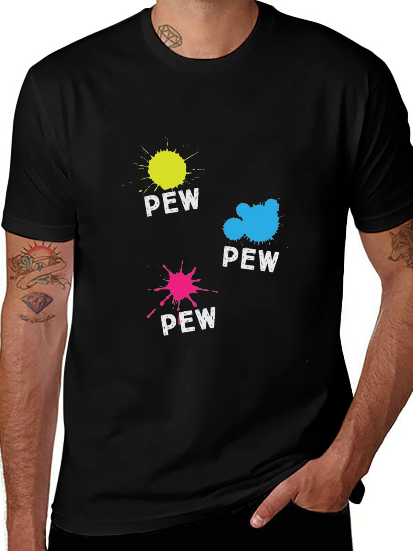 Pew Splatter Graphic Tee - Fun & Unique Design