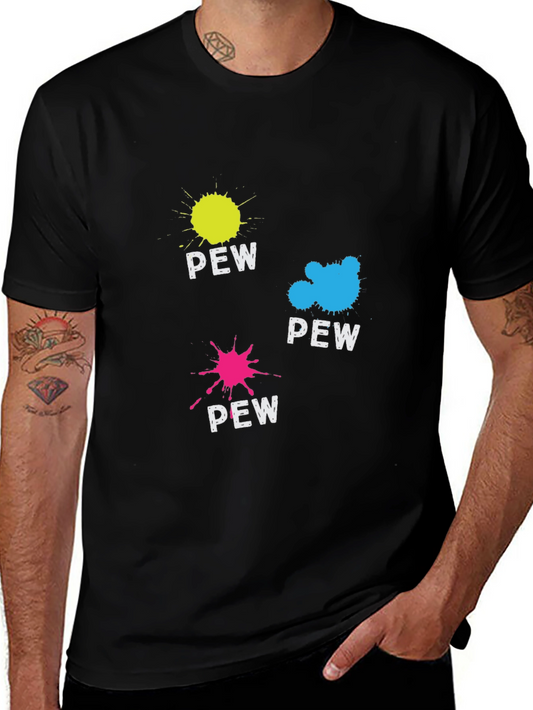 Pew Splatter Graphic Tee - Fun & Unique Design