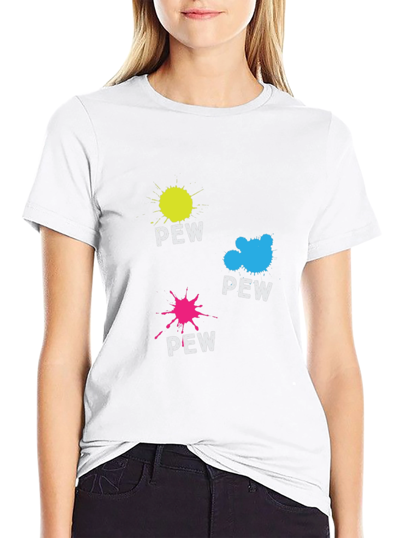 Pew Splatter Graphic Tee - Fun & Unique Design