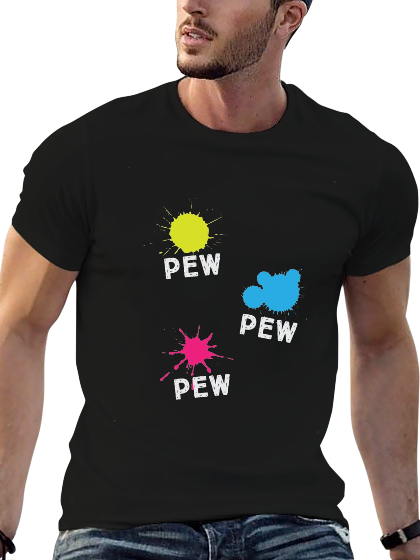 Pew Splatter Graphic Tee - Fun & Unique Design