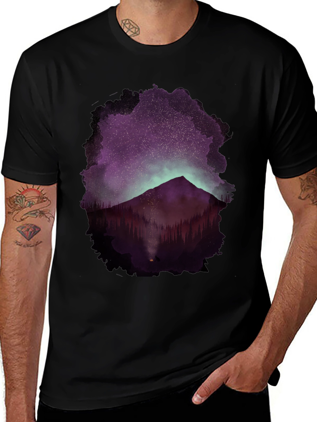 Mountain Night Sky Graphic Tee