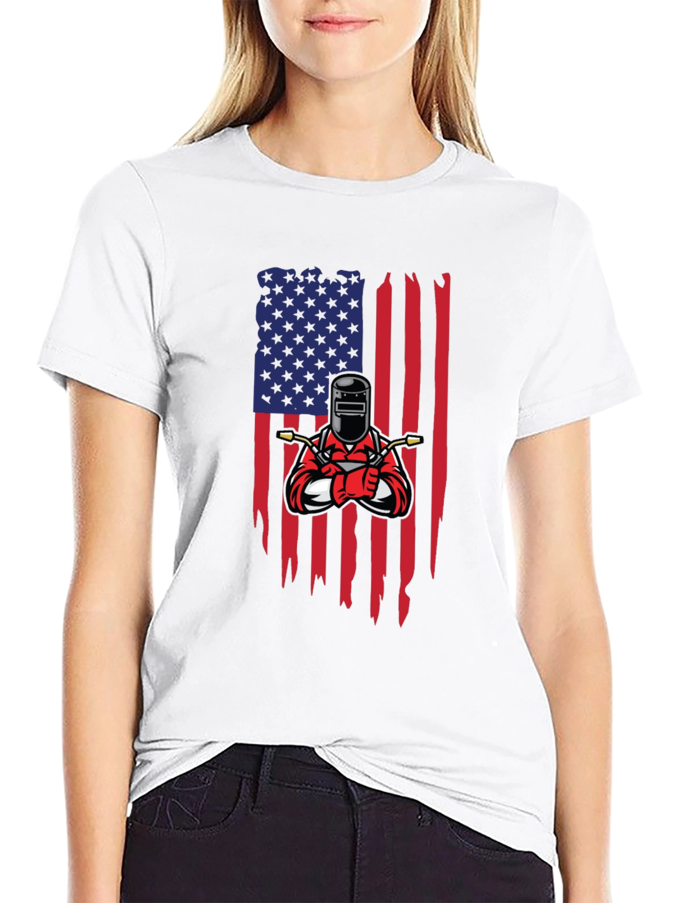 Welder USA Flag Graphic Black T-Shirt