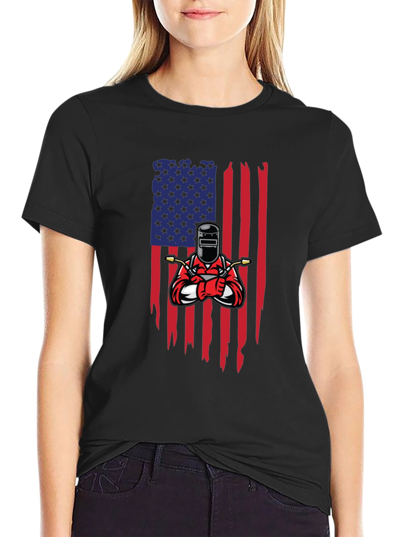 Welder USA Flag Graphic Black T-Shirt