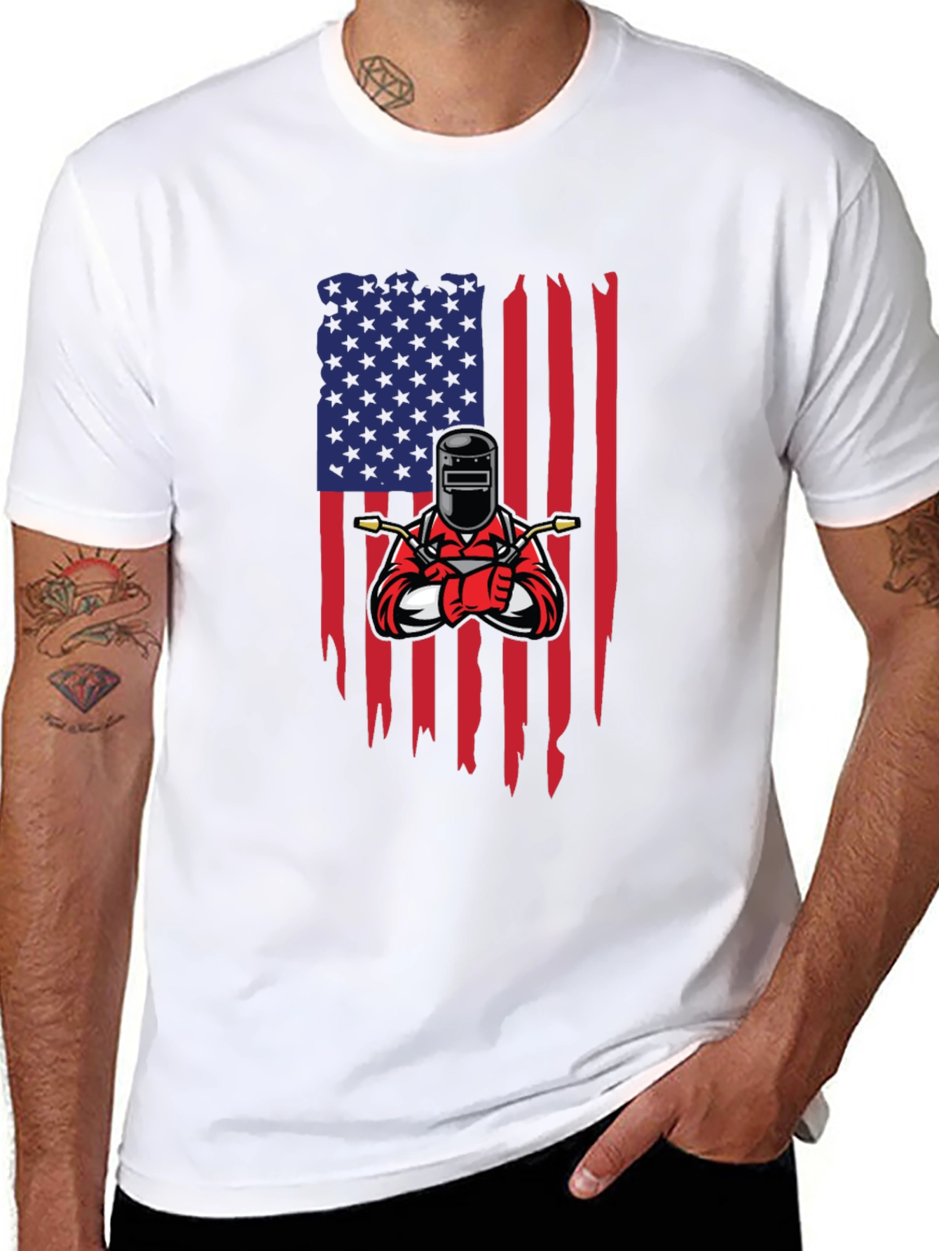 Welder USA Flag Graphic Black T-Shirt
