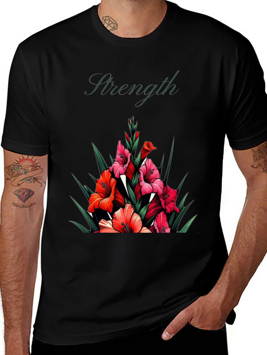 Floral Strength Black T-Shirt