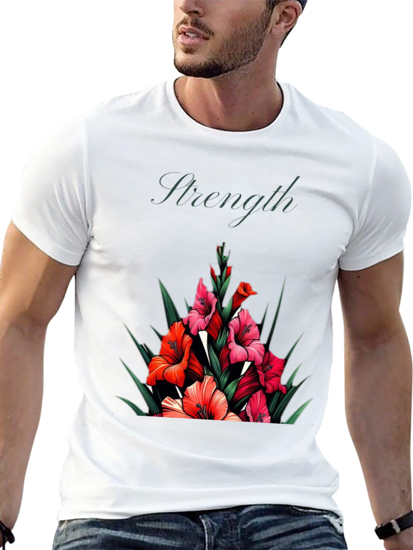 Floral Strength Black T-Shirt