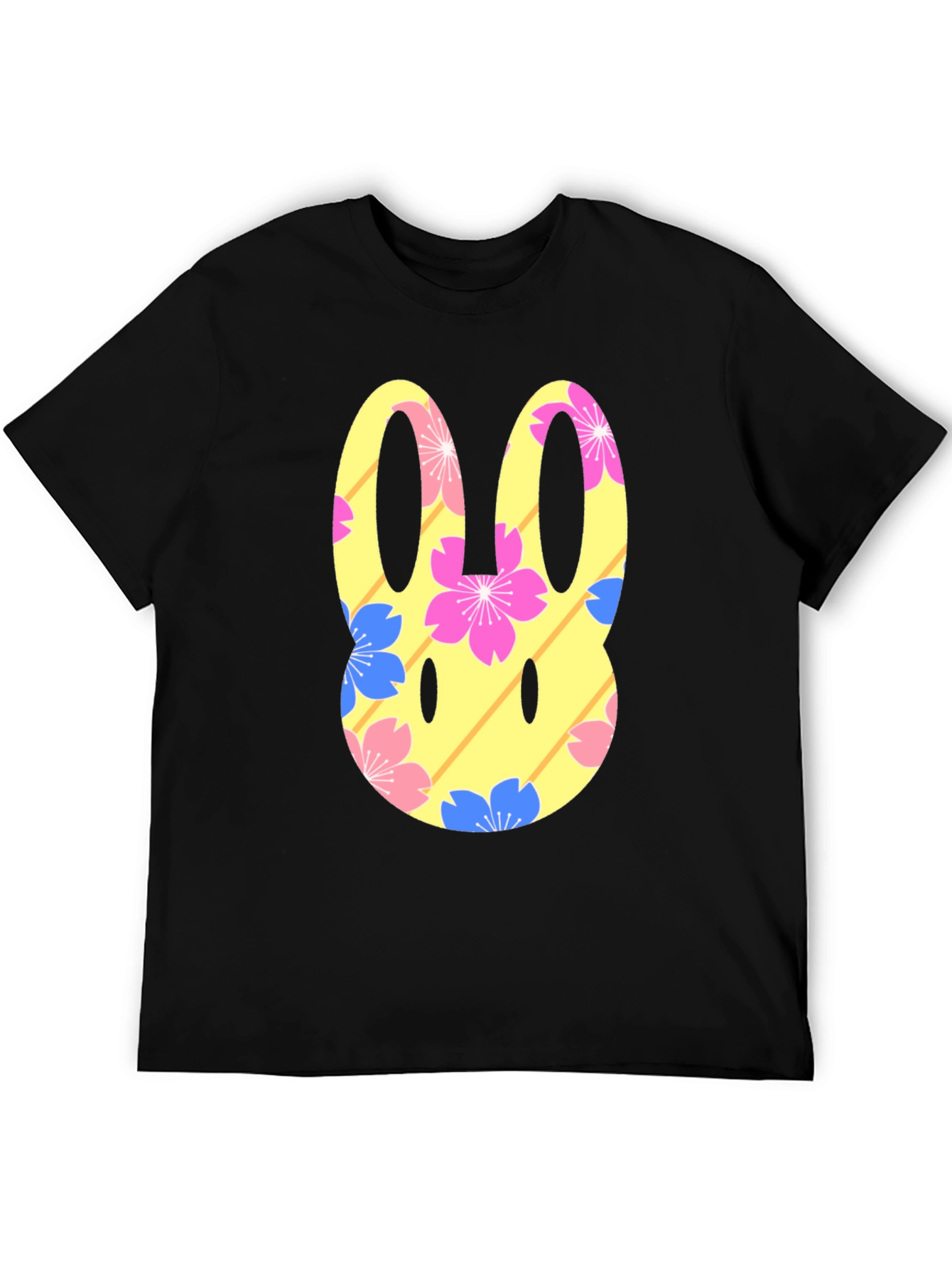 Floral Bunny Graphic T-Shirt - Black